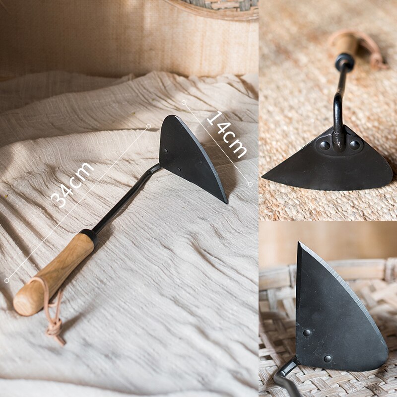 Garden tools stainless steel spade ash handle round spade point three-claw pick pruning shears garden plant tools: D