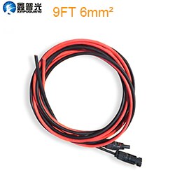 3/9/19FT 2.5mm²/6mm² pv connection extension solar cable Black Red Parallel Extend Cable 12V Solar Panel/Cell/System/Module DIY: 9FT 6mm2
