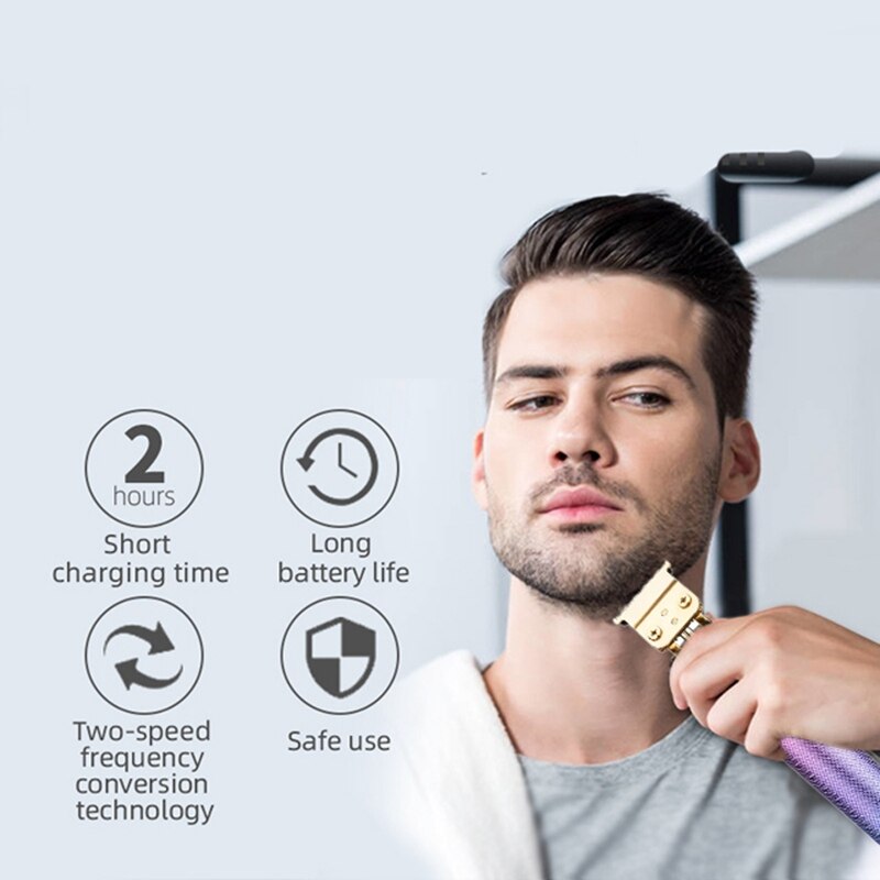 USB Rechargeable T9 Baldheaded Hair Clipper Cordless Shaver Trimmer 0mm Men Barber Hair Cutting Machine