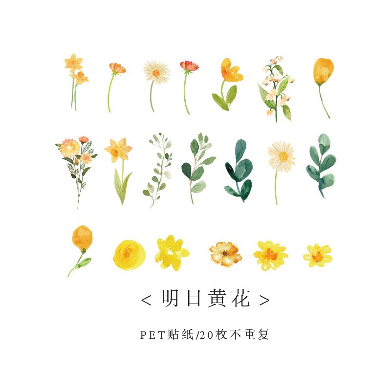 Hand drawn Sticker Aesthetic Flower Decorative Stickers Scrapbooking Stick Label Diary Album Stationery painting Accessories: 1