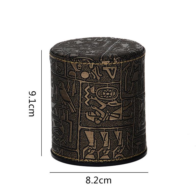 Leather Dice Cup Egyptian Pattern Leather Straight Dice Cup For Drinking Party Dice Game KTV Bar