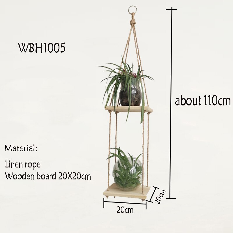 macrame plant hanger with wooden board pot tray flower pot hanging: WBH1005