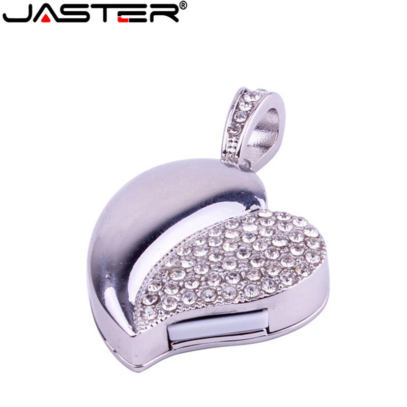 Jaster Crystal Diamond Liefde Hart Usb Flash Drive Memory Stick Harten Met Ketting Pendrive 4Gb 8Gb 16Gb 32Gb