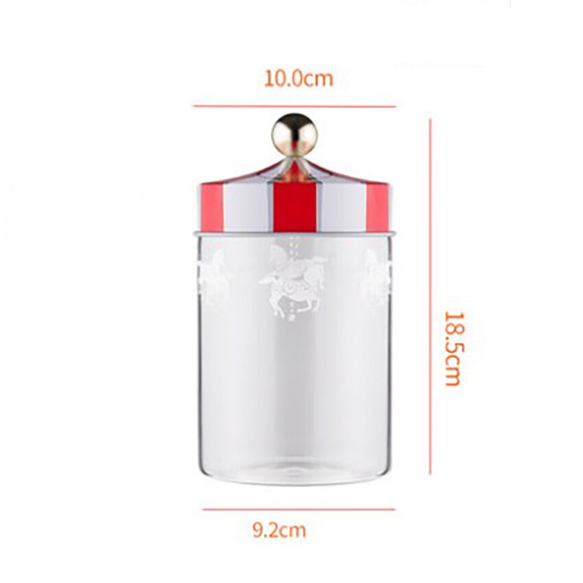 Frascos de vidrio transparente para almacenamiento de latas selladas, caja sellada con carrusel, a prueba de humedad, para dulces, galletas y café, 1300/980/630ML: M