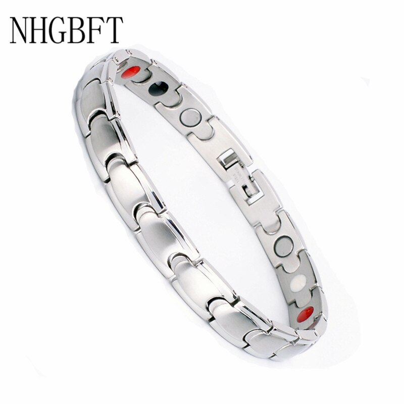 Nhgbft Klassieke Zwarte Kleur Magnetische Armbanden Voor Vrouwen Mannen Rvs Gezondheidszorg Armband