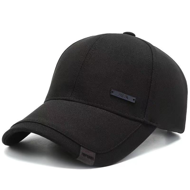 Hip hop seniorer baseball kasket mænd bomuld justerbare golf kasketter midaldrende ældre udendørs sports hatte snapback hatte gorra: Sort