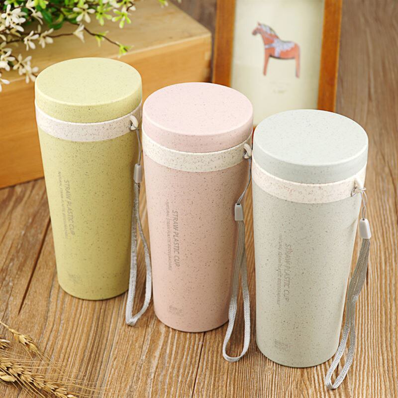 Vattenkoppar dubbla lager kaffe te 300ml plast studentkopp tekoppar vetehalm hälsosam tätad mot läckor