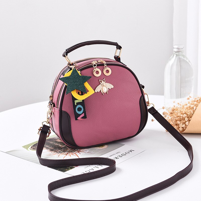 Borsa da donna femminile nuova borsa a tracolla a tracolla Messenger 2021 moda versione coreana borsa da donna portatile alla moda: Bees pink