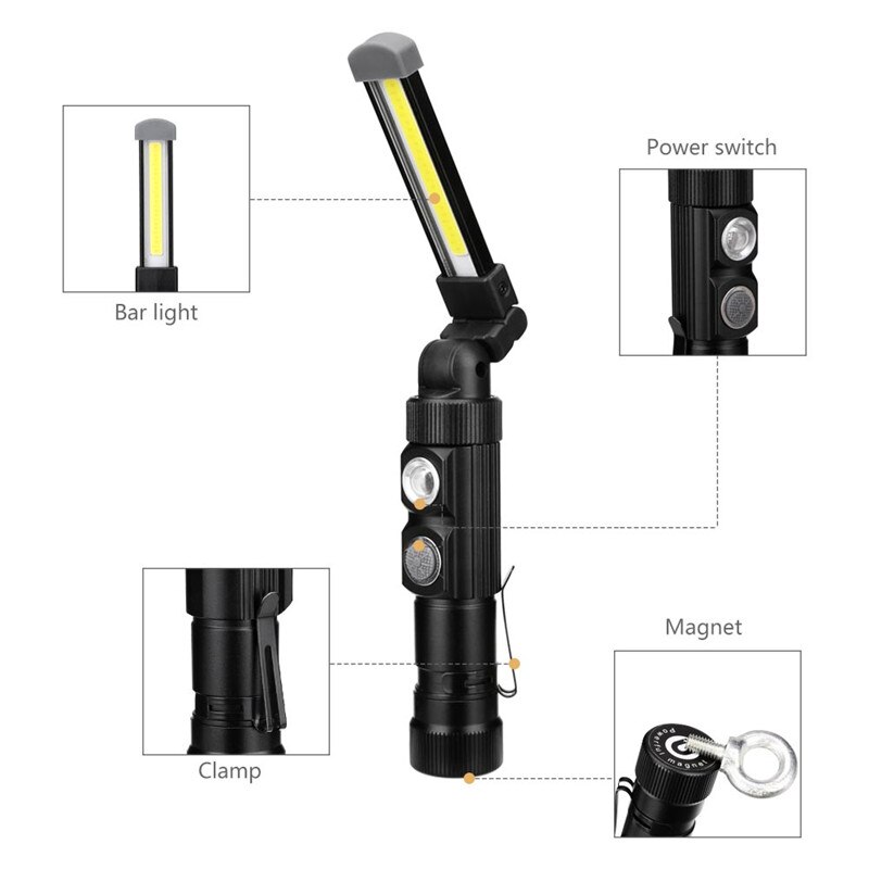 SANYI 5 Modes lanterne Portable intégré 123 batterie COB lampe de poche LED USB Rechargeable lampe de Camping d'urgence Linternas