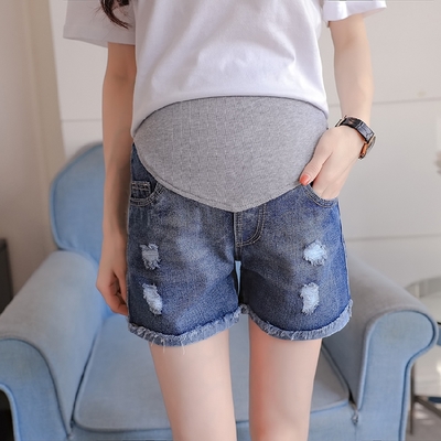 Sommer Denim mutterschaft kurze Hose elastische taille bauch kurze Jeans kleidung für schwangere frauen zerrissene See: Xxl