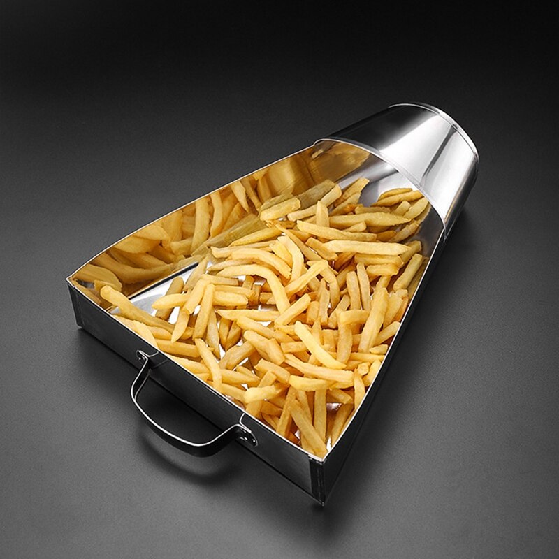 Stainless Steel Chip Scoop French Fries Shovel Loader Chip Packaging Shovel Funnel Popcorn Fast Food Tool