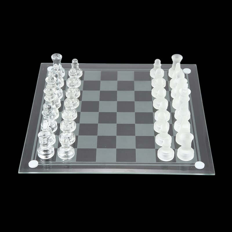 8 Inch International Chess Game,Complete Glass Chess Set 32 Pieces Game & Board Play