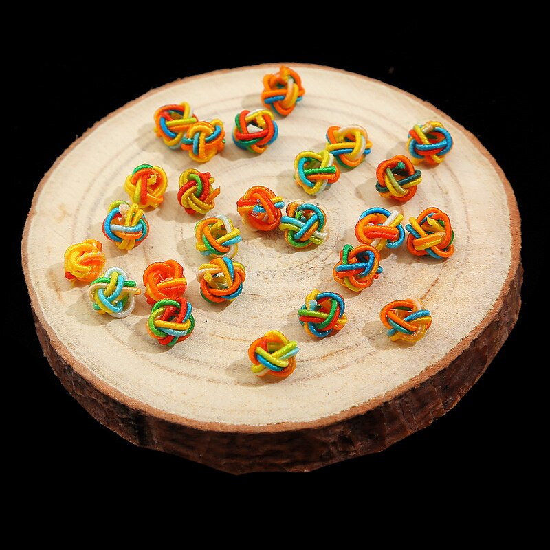 10 Stuks 6Mm Kleurrijke Spacer Knoop Diy Ketting Armband Touw Spacer Gevlochten Spoel Touw Chain Einde Gesp Sieraden Benodigdheden vinden: rainbow