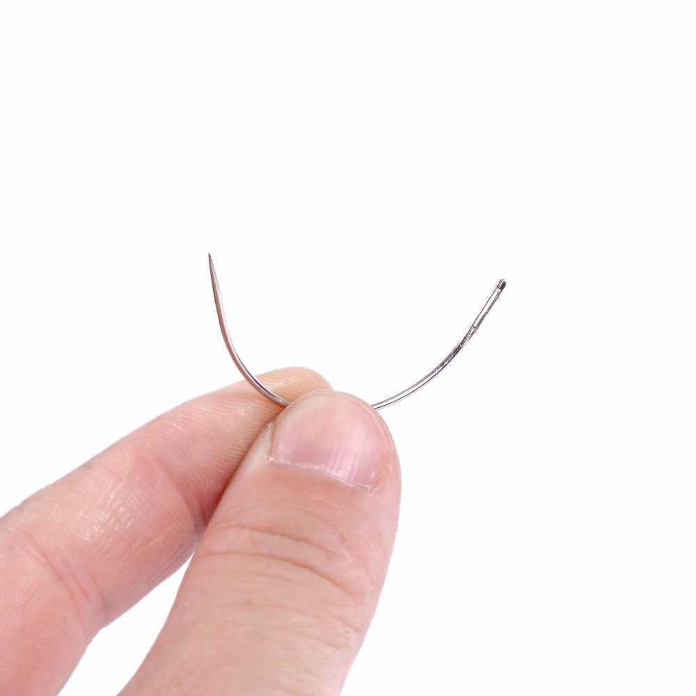 50Pcs 6CM C Shape Curved Needles Threader Sewing/Weaving Needles for Human Hair Extension Weft Weaving