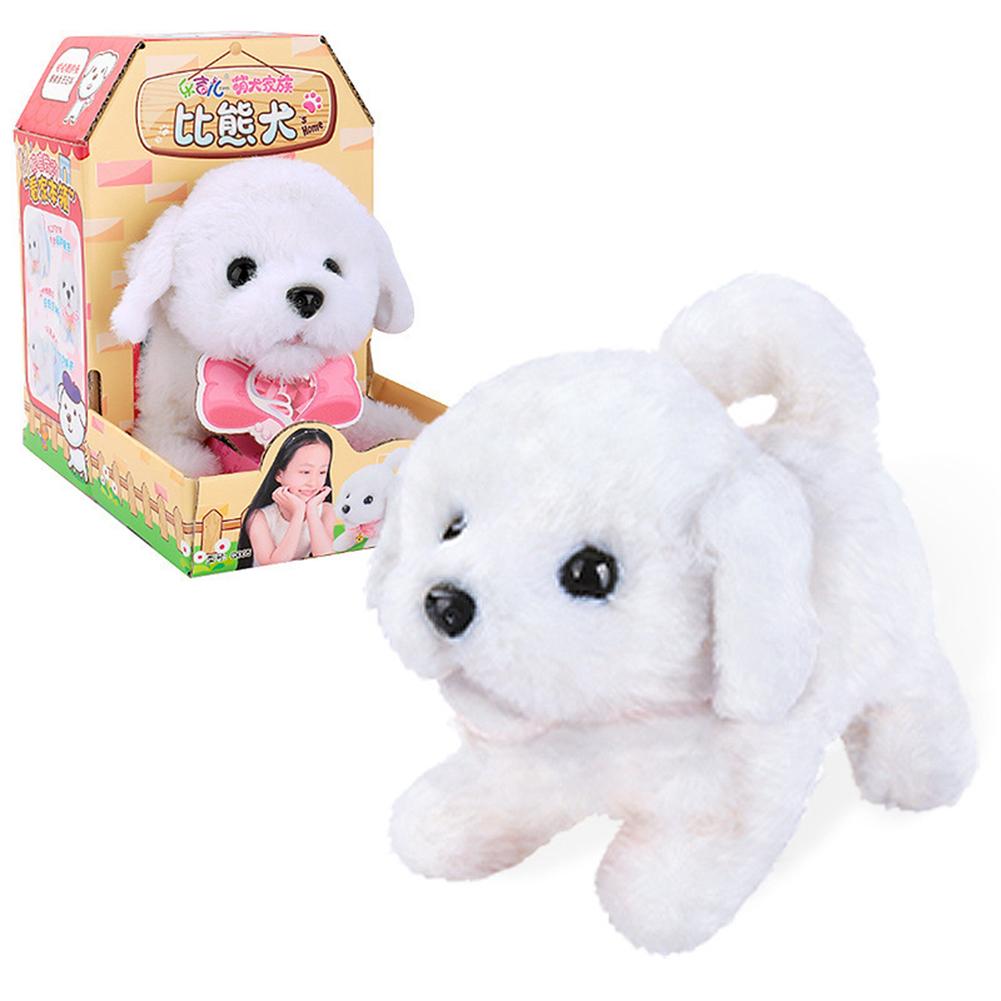 Tier Elektrische Plüsch Roboter Hund Zu Fuß Smart Roboter Niedlichen Simulation Welpen Interaktive Begleiten kinder Spielzeug Für Kinder: WHITE