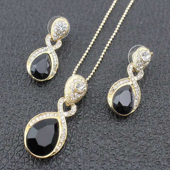 jiayijiaduo Wedding Jewelry Imitation Pendant Necklace earrings set Green crystal Crystal Bridal Jewelry Sets for women: 9