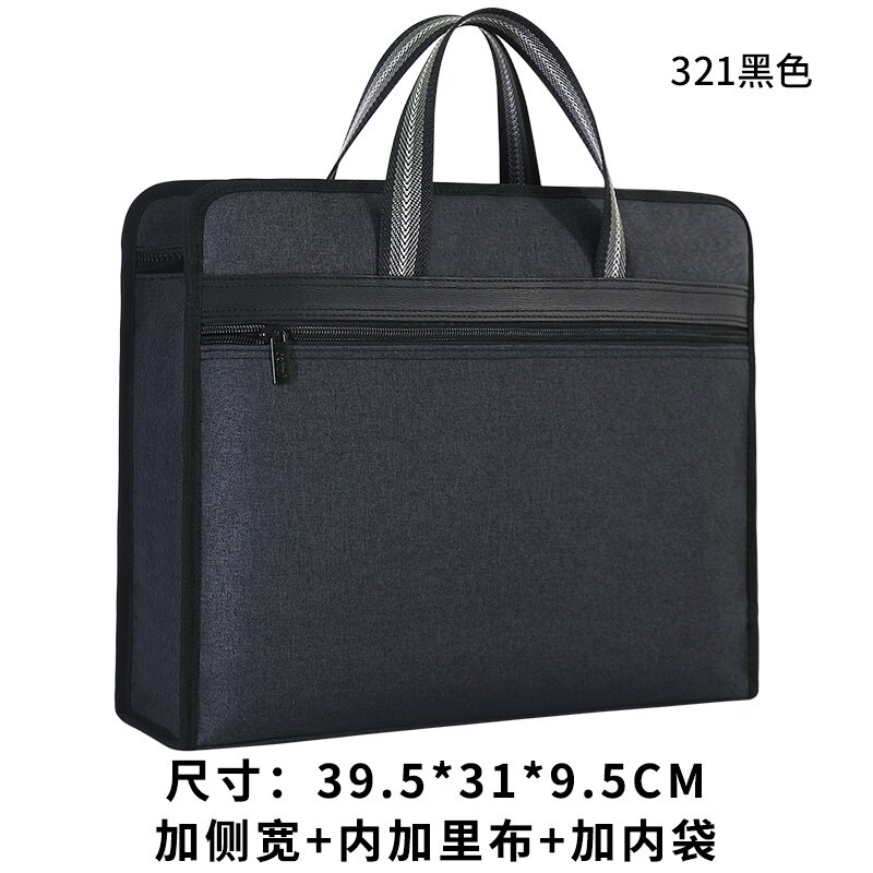 Brief case Men Casual Business Bag A4 Male Workbag Brief Bag Hand Belt Canvas Bag: 321 BLACK