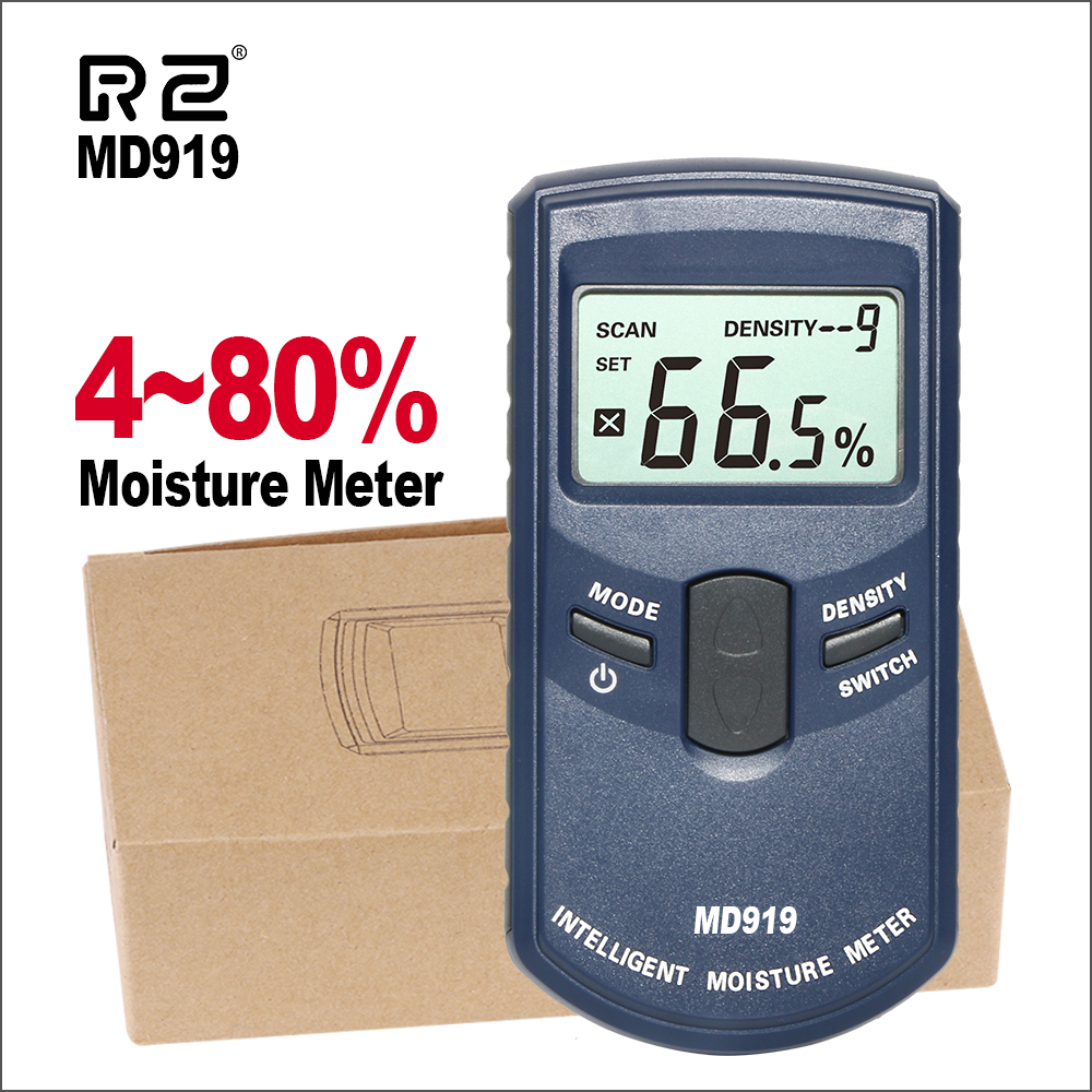 RZ Moisture Meters Digital Inductive Paper Moisture Tester With Backlight MD919 Woodworking Electrical Moisture Meter