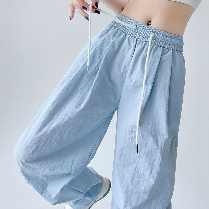 Sommer frauen Fallschirm Hosen Kordelzug Elastische Taille Y2K Baggy Cargo Hosen für Frau Harajuku Streetwear Breite Bein Jogginghose