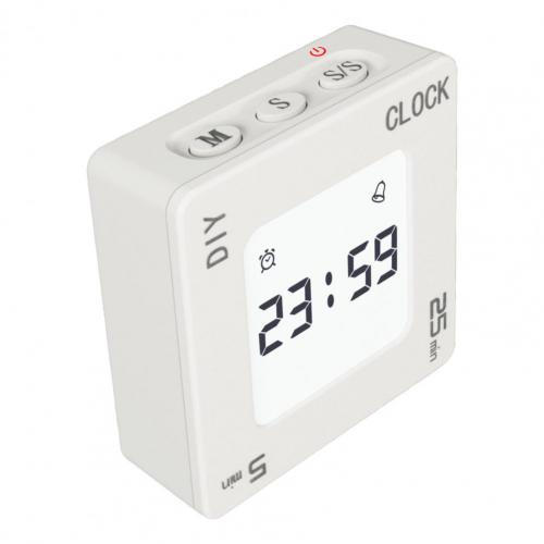 Temporizador de gestión del tiempo, alarma pequeña de tamaño pequeño, práctica, bricolaje, amplia aplicación para la Oficina: Blanco