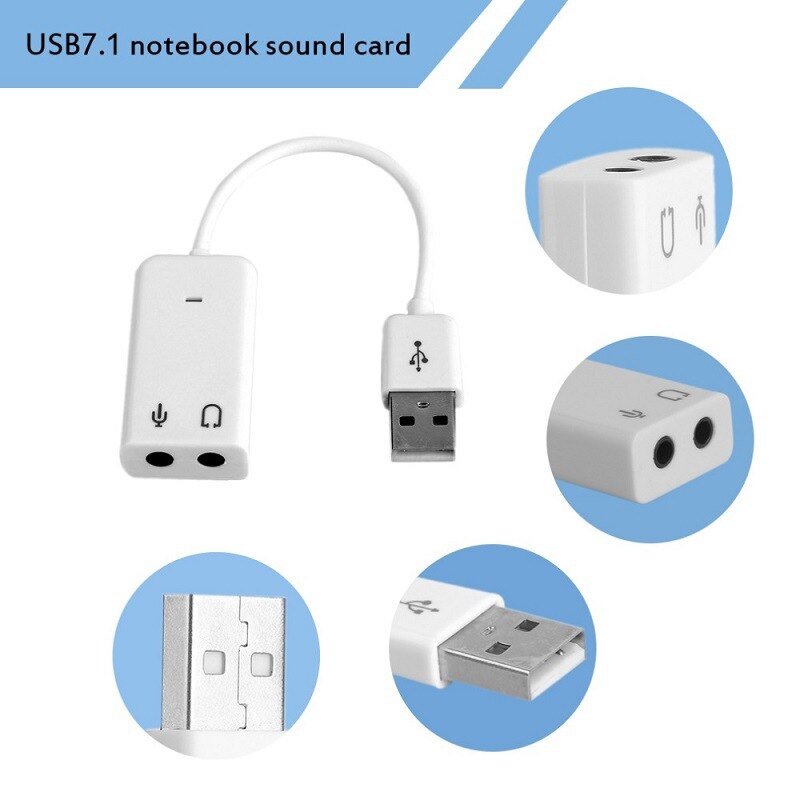 7.1 USB sound card with microphone input usb to 3.5mm headphone 3D External Audio Adapter