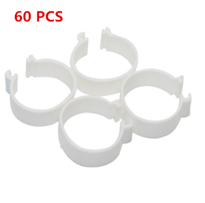 60 PCS Chicken Duck Turkey Goose 2.5cm Clip Ring Quail Foot Rings Poultry Carry Supplies 6 Different Colors: white