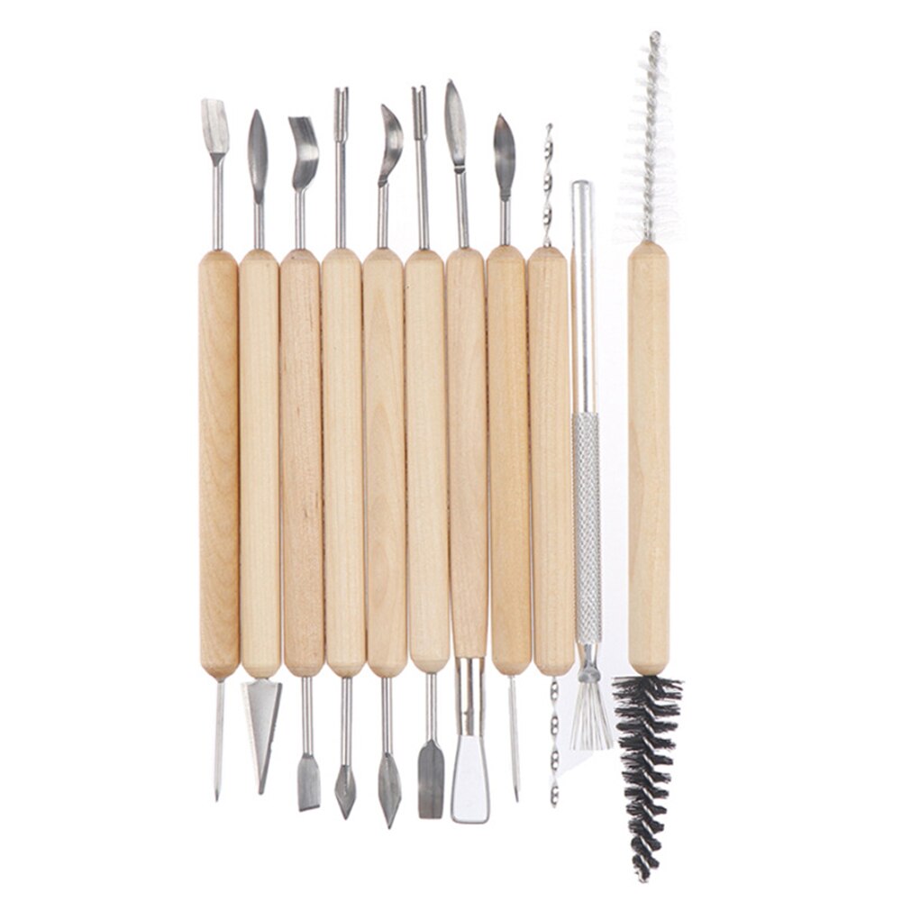 11Pcs Clay Sculpting Kit Aardewerk Tool Keramische Klei Gereedschap Houten Handvat Polymeer Shapers Modellering Gesneden Tool Handwerk Kits