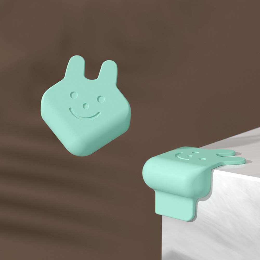 Protection d'angle de bureau en Silicone souple, tête de lapin, pour enfants, Protection d'angle, bord de Table, Anti-Collision: light green