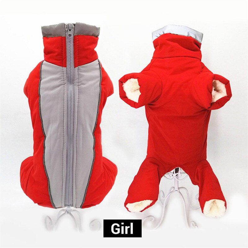 Winter Overalls for Dogs Warm Waterproof Pet Jumpsuit Trousers Male/ Female Dog Reflective Small Dog Clothes Puppy Down Jacket: XS 8 / girl red