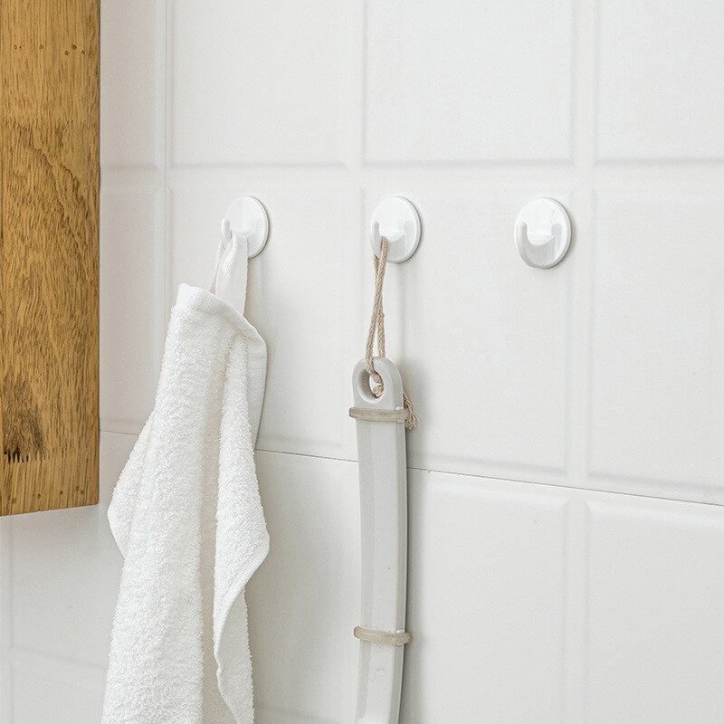 Support de rangement mural rond, crochet de salle de bain, cuisine, supports de colle adhésifs muraux, crochet collant en plastique résistant à la charge