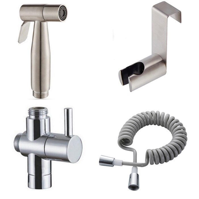 Manguera de ducha 3M PU, grifo para bidé de baño, Kit de inodoro de acero inoxidable, juego de pulverizador cepillado para el bidé, montaje en el tanque o en la pared BD321: D