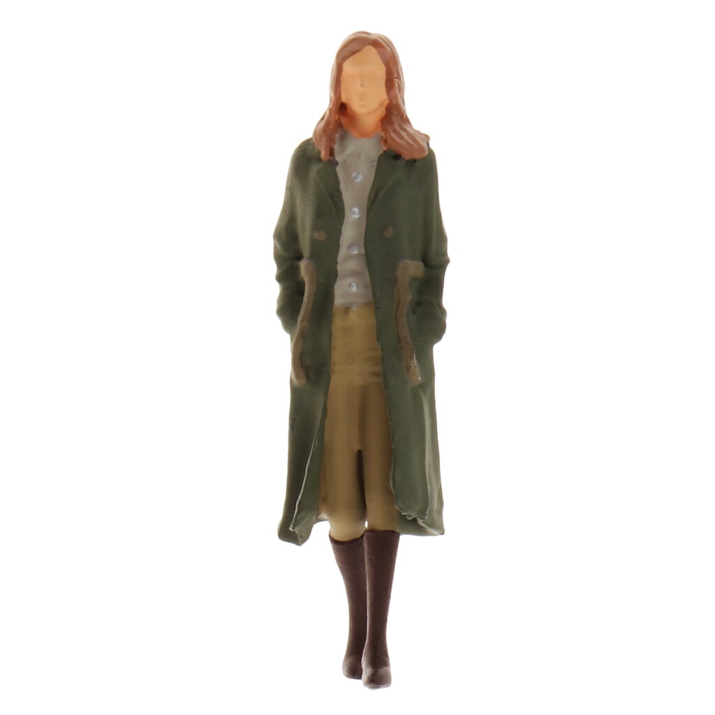 1/64 in miniatura Figure di Persone Modelli di Scena di Strada di Sabbia Tbale Decorazione: Coat Green Woman