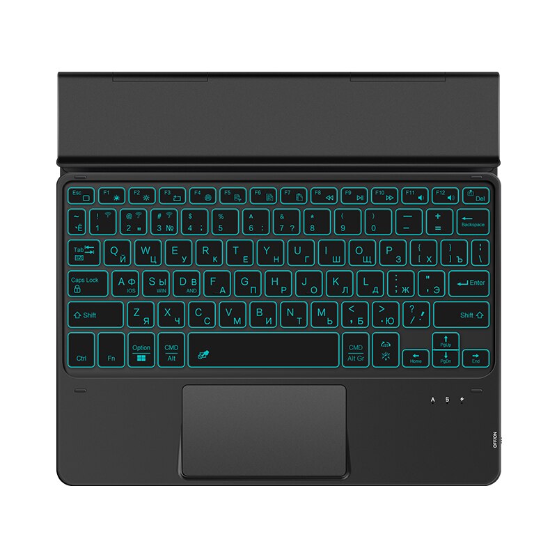 Klawiatura Bluetooth TouchPad podświetlenie dla Samsung Galaxy TAB S7 Plus FE 12.4 &quot;SM-T735 SM-T970 S6 Lite S5e S4 Tab A7 10.4&quot; Tablet: Russian Black