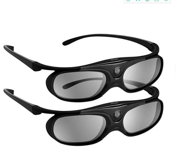 BOBLOV – lunettes à obturateur actif 3D dlp-link, JX-30, 96Hz/144Hz, rechargeables USB, bleu pour Home cinéma, pour projecteur Dell BenQ W1070 W700: Black-2pcs
