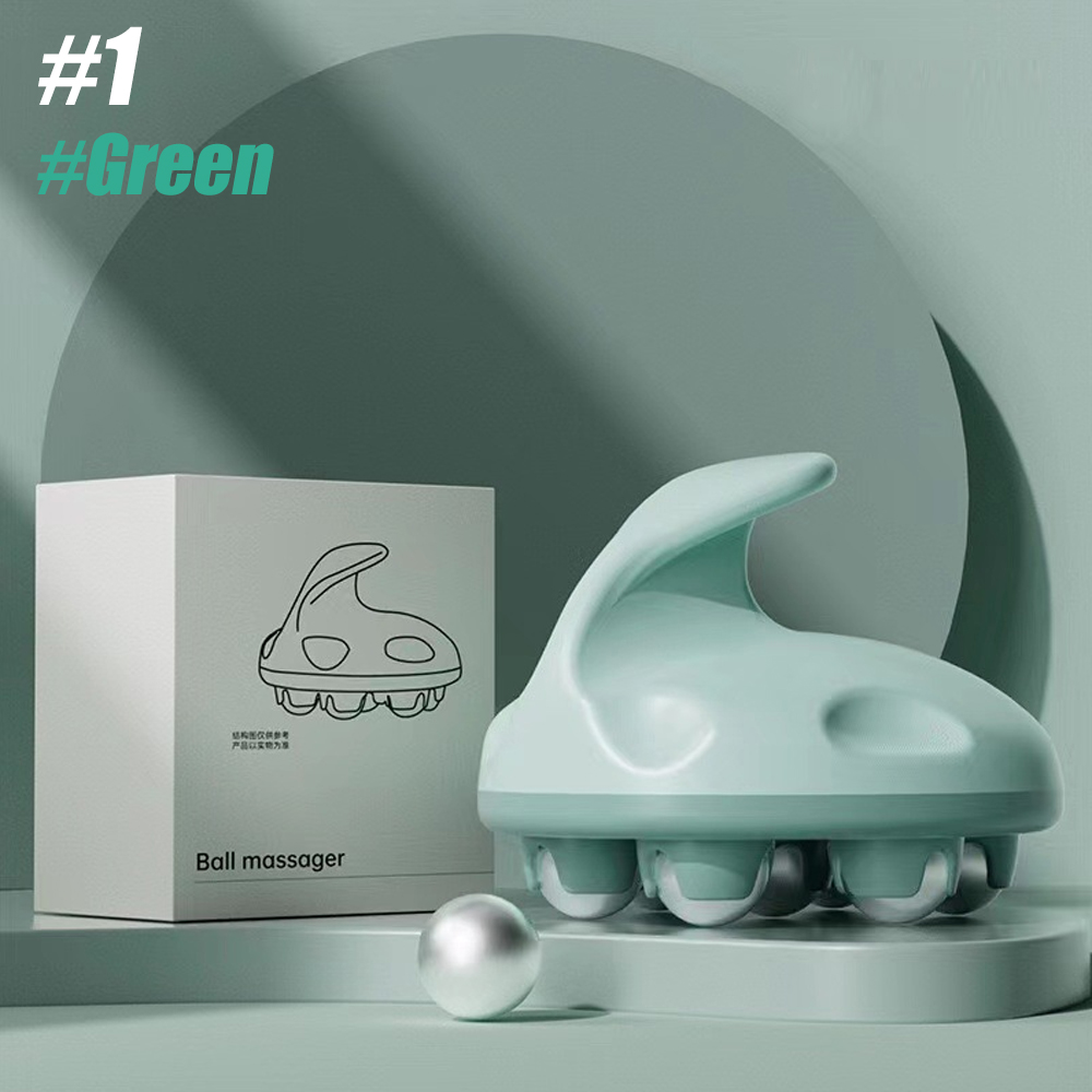 Massaggiatore a rullo manuale per massaggio anticellulite, sfera per massaggio dei tessuti profondi per schiena, collo, piedi, spalle, con 7 rulli metallici a 360 gradi: Oro