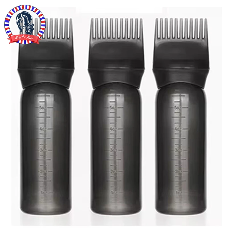 Aplicador de aceite para el cuero cabelludo, botella de llenado repetible, aplicador de peine para raíces, accesorios para salón de barbería, 3 uds., 180ml