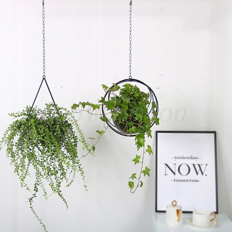 Geometric Metal Iron Plant Hanger Hanging Basket Ceiling Planter Flower Pot Holder Garden Balcony Decoration