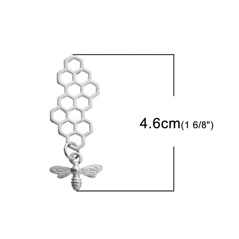 8 saisons alliage à base de Zinc 3D pendentifs nid d'abeille couleur or abeille sculpté creux bijoux à bricoler soi-même résultats 46mm(1 6/8 ") x 16mm, 10 pièces: 2