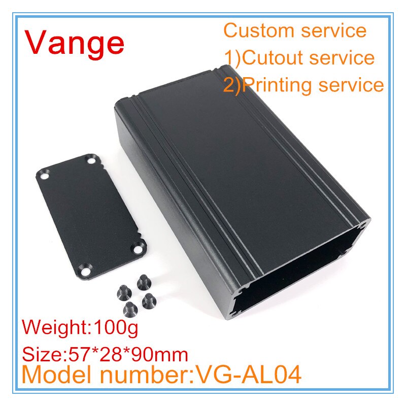 5 stks/partij zandstralen oppervlak aluminium materiaal project doos 6063-T5 geïnjecteerd aluminium behuizing 57*28*90mm voor transducer