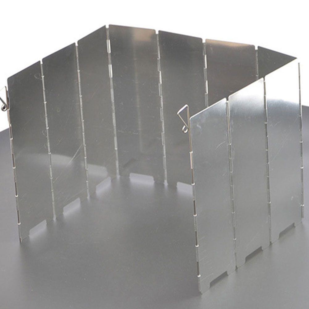 10 Plates Strong Wind Shield Deflector Folding Windscreen Guard Outdoor Camping Barbecue Picnic Stove Burner Furnace Protection