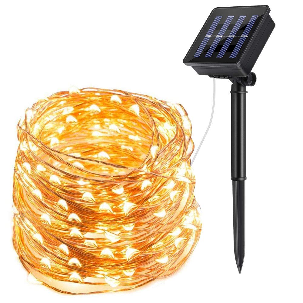 Solar String Lights Led Koperdraad Fairy Lights Indoor Outdoor Waterdichte Solar Decoratie Voor Diy Tuinen Home Party Kerst: Warm White / 20M200LED