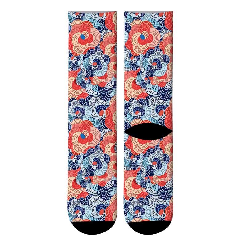 3D Printed Japanese Colorful Paint Crew Socks Men Japanese Ukiyoe Long Socks Paint Wave Flowers Men's Dress Tube Socks