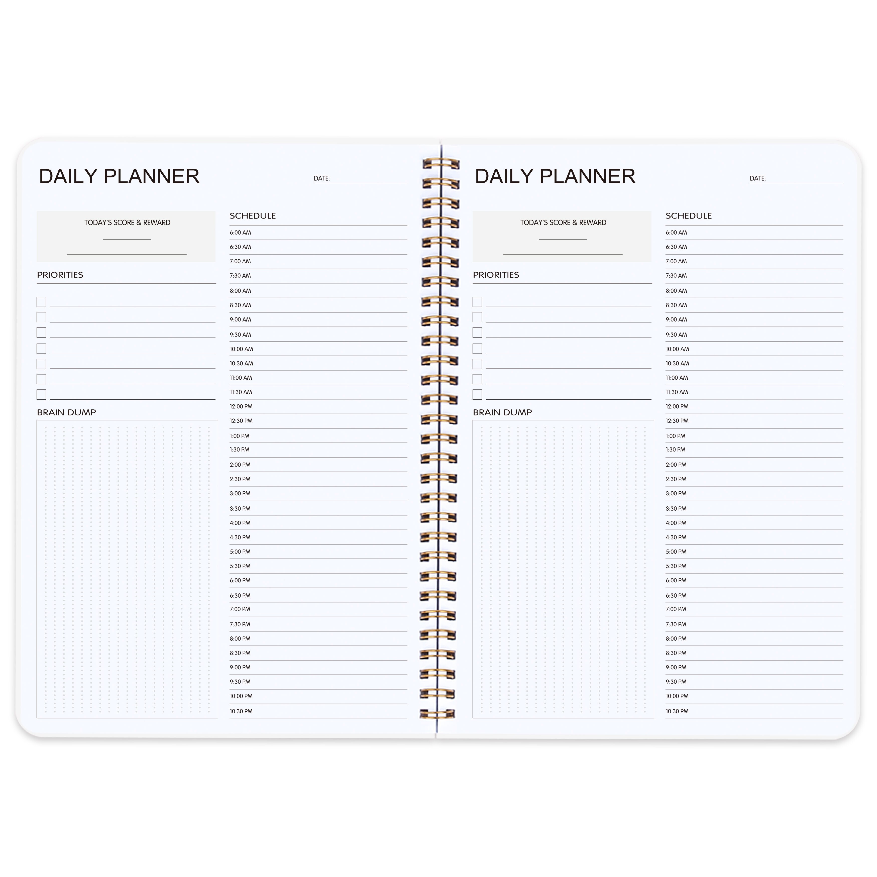 Planificateur quotidien Agenda du jour, Agenda non daté, couverture transparente, organisateur avec liste de tâches, fournitures scolaires et de bureau: B5-45
