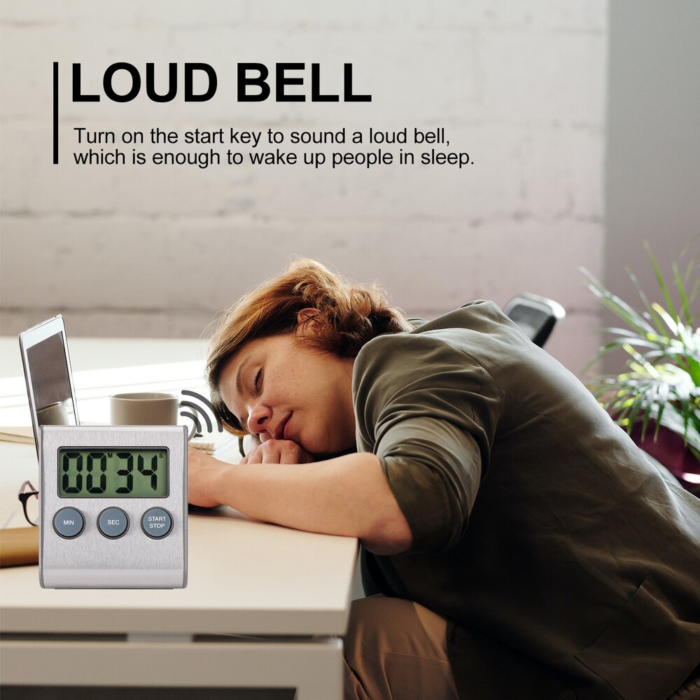 Stainless Steel Digital Kitchen Timer Minute Second Count and Countdown Timers for Cooking Sports Games(Without