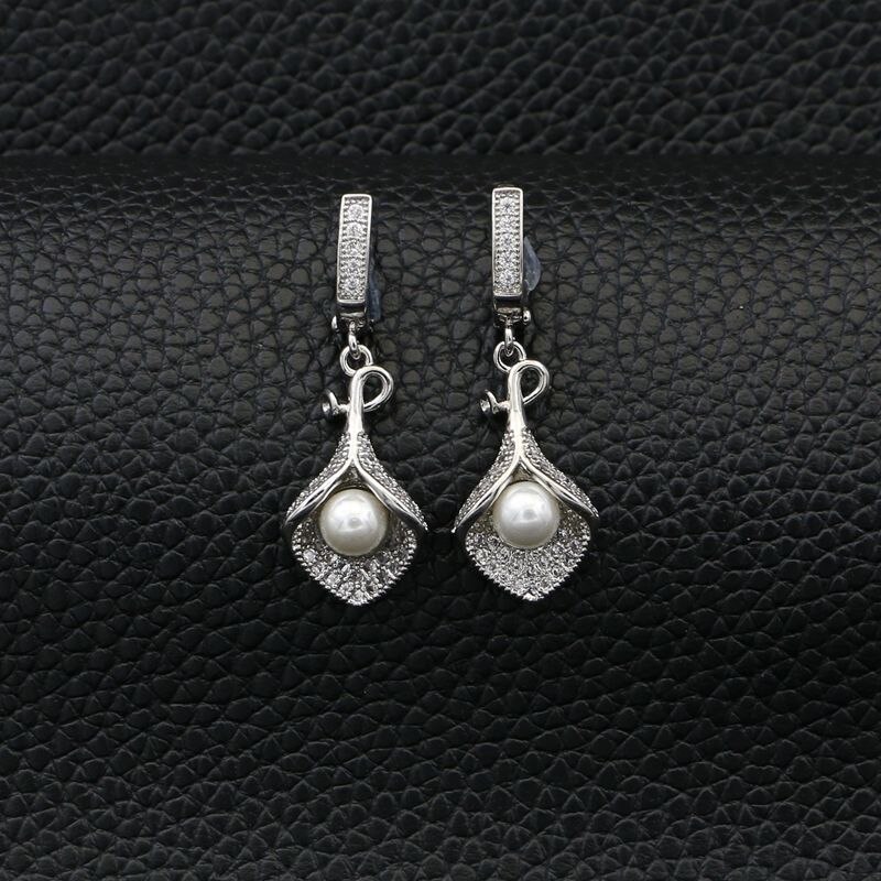 925 silber Braut Schmuck setzt für Frauen Hochzeit Dekoration Weiß Perle Kristall Halskette/Ohrringe/Armbinde/Anhänger/Ring