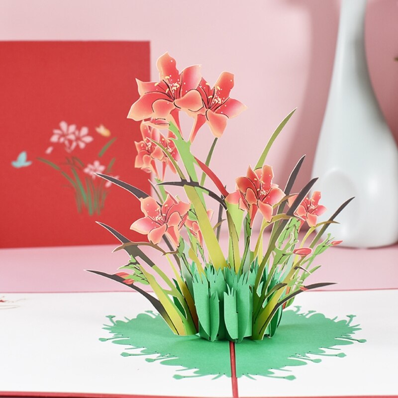 3d pop-opp blomst blomster gratulasjonskort til bursdag mødre fars dag uteksaminering bryllupsdag