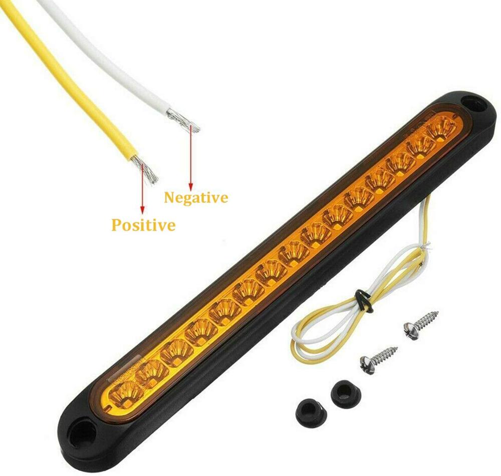 Fuleem 2 stk. rav 15 led trailer identifikationslys led blinklys baglygte bar strip lastbil bageste markeringslys 12v 24v