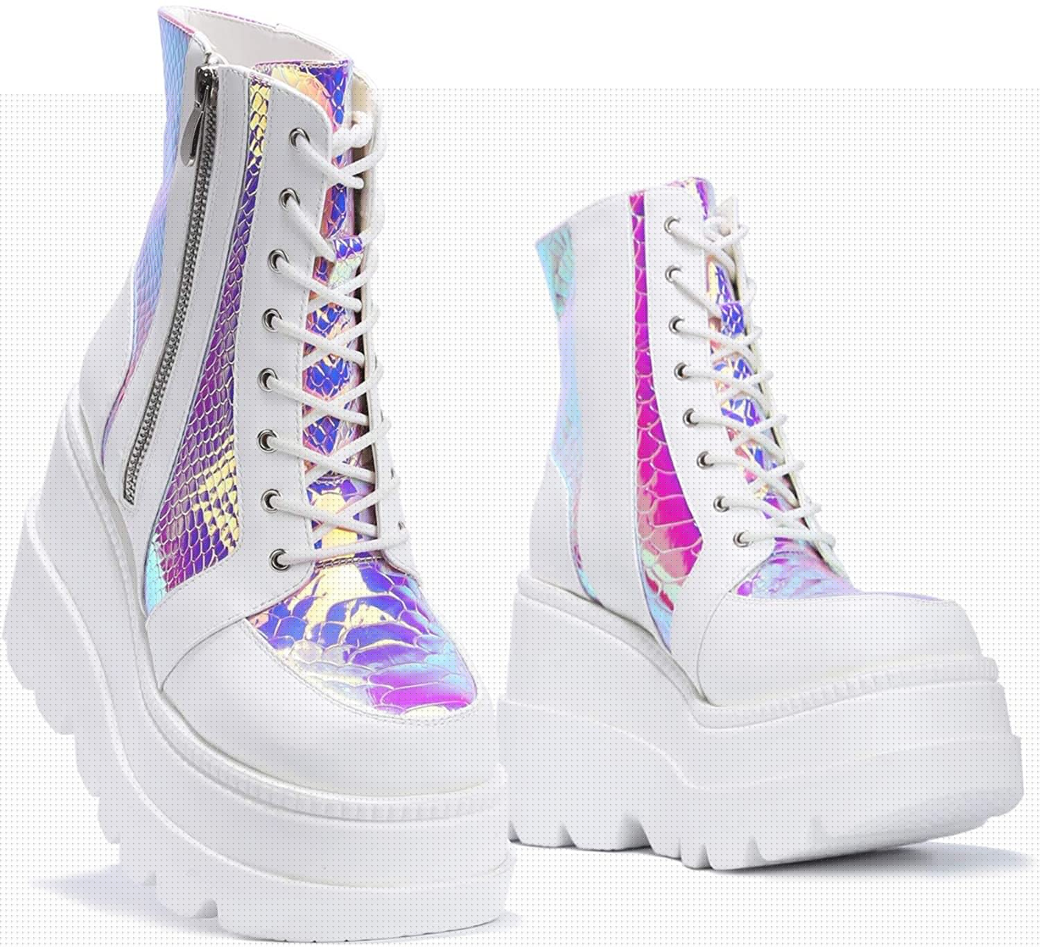 Luxus Neue Weibliche Plattform Erhöhen Stiefel Klassische Keile Stiefeletten Frauen Zipper Booties Botas Mujer 35-43: WHITE / 35