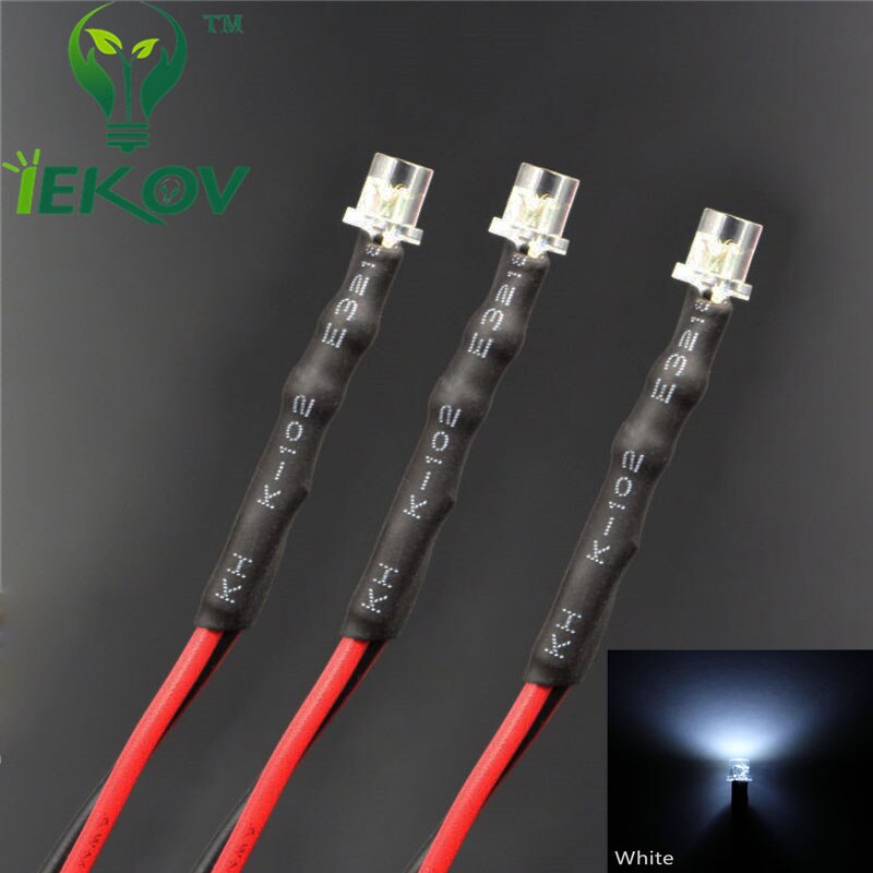 20pcs LED 3mm LED DIODE 12V Pre Wired 12v DC Flat top Emitting Diodes Wide Angle 20CM DIY