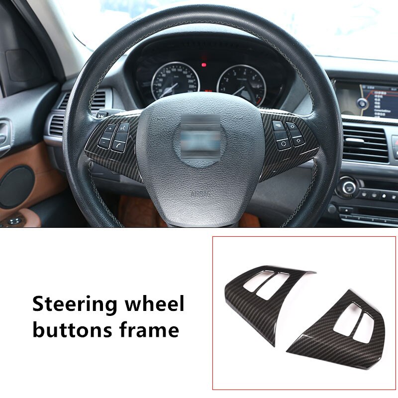 Consola Central Soporte para vasos cubierta de marco decorativo embellecedor para BMW X5 E70 accesorios interiores de Color de fibra de carbono: steering wheel